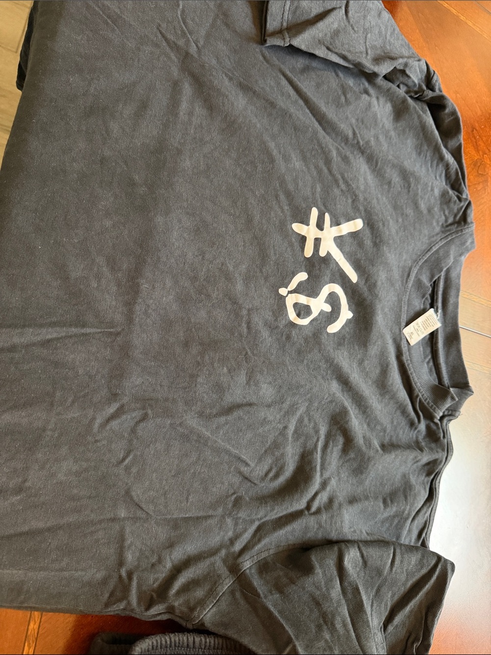 Black Graphic Mens Crew Neck T-Shirt - White Print